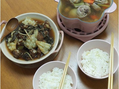 食譜-【電鍋上菜】福菜苦瓜排骨+西式蔬菜雞湯